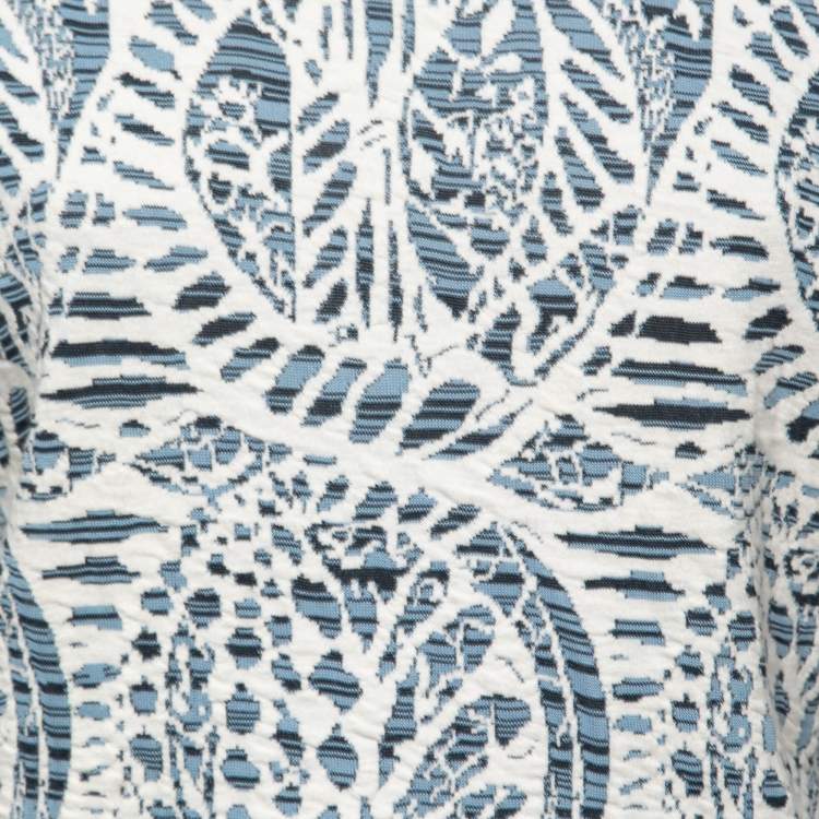 Pre Owned Chloe Blue Patterned Jacquard Knit Long Sleeve Top S
