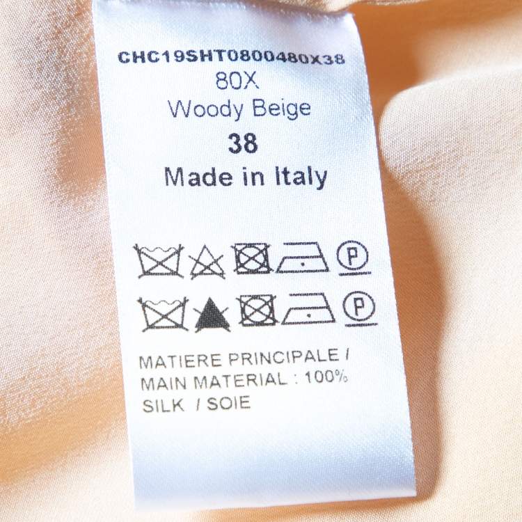 Pre Owned Chloe Woody Beige Silk Ruffle Detail Oversized Top M