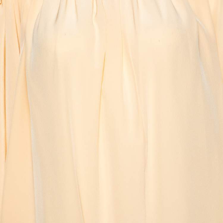 Pre Owned Chloe Woody Beige Silk Ruffle Detail Oversized Top M