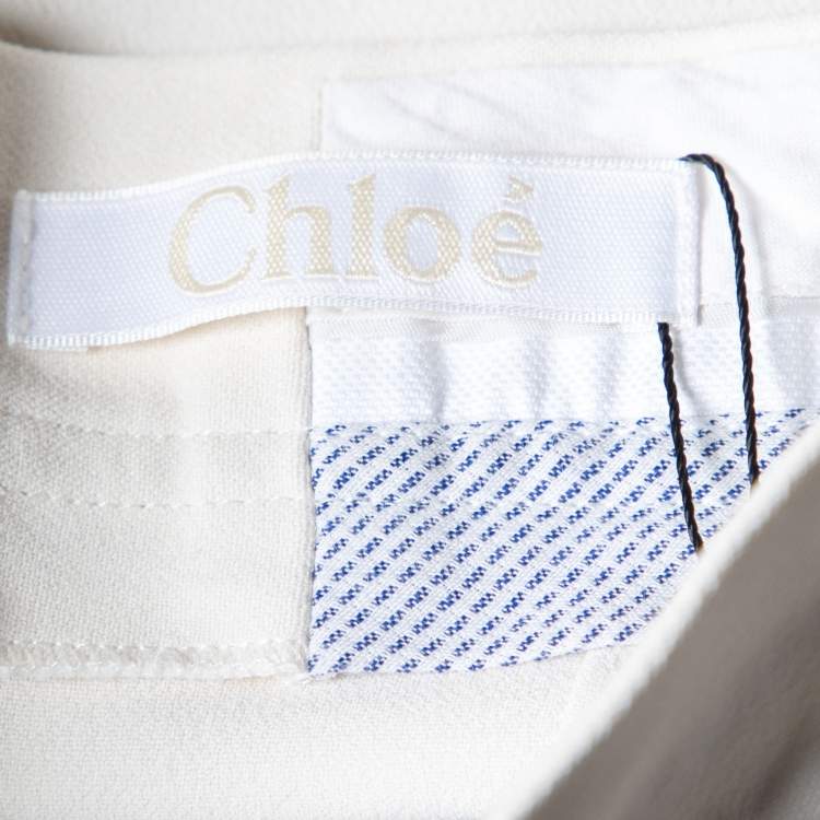 Pre Owned Chloe Cream Crepe High Waist Culottes S