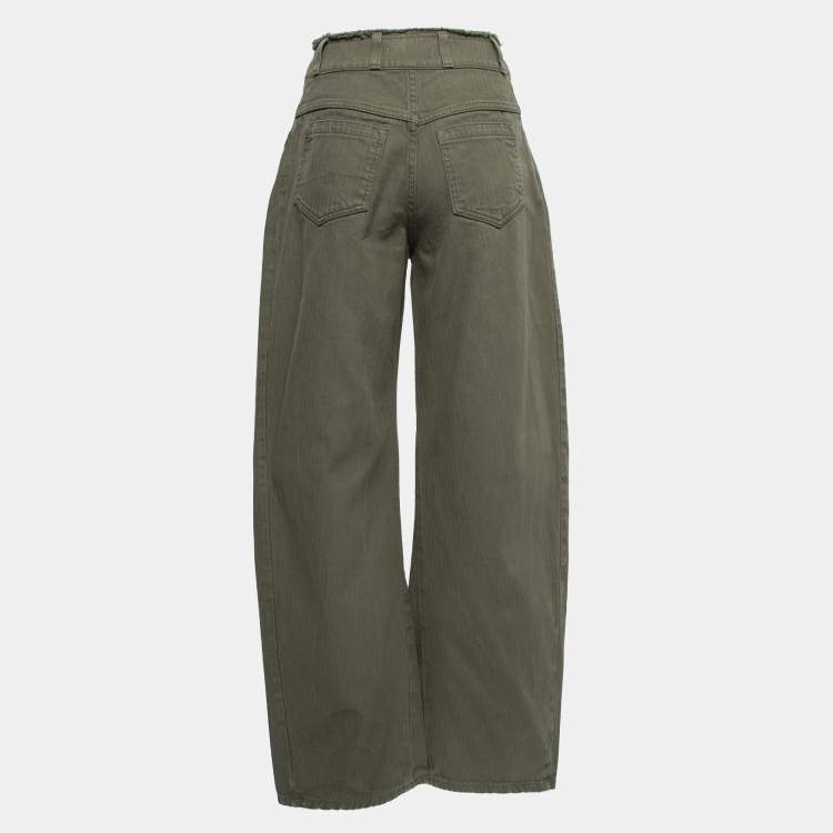 Pre Owned Chloe Green Cotton Wide Leg High Waist Trousers S