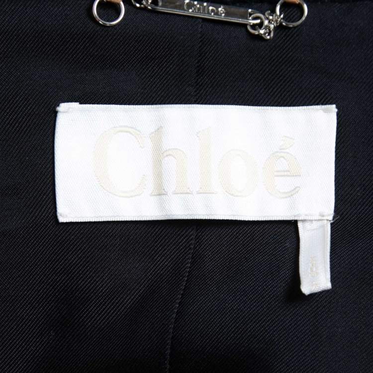 Pre Owned Chloe Dark Blue Wool & Alpaca Zip-Up Jacket S