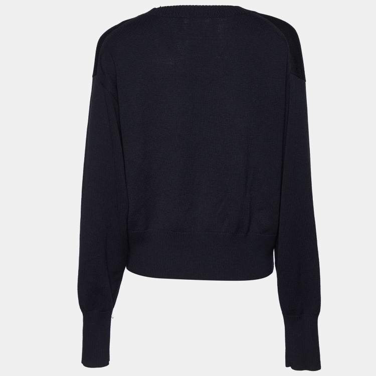 Pre Owned Chloe Navy Blue Wool Knit Cropped Sweater M