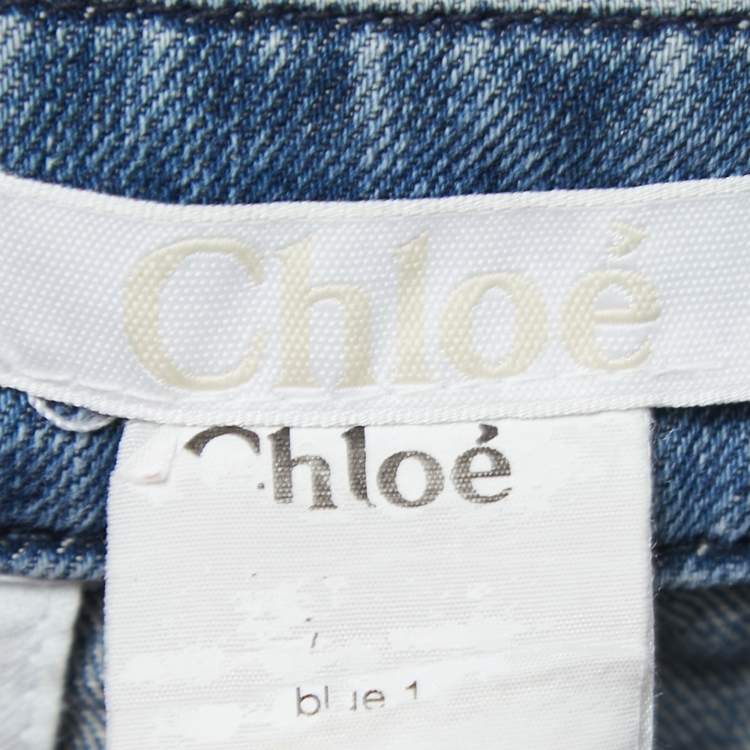 Pre Owned Chloe Blue Denim Belted Mini Skirt M