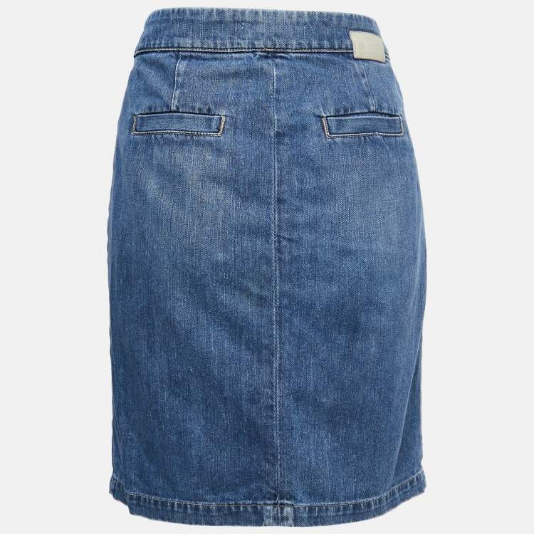 Pre Owned Chloe Blue Denim Belted Mini Skirt M