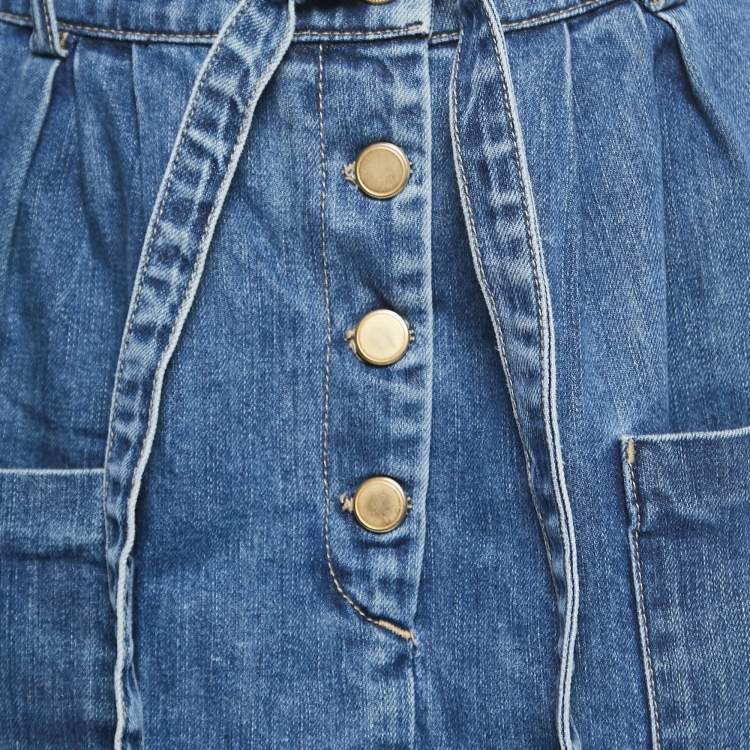 Pre Owned Chloe Blue Denim Belted Mini Skirt M