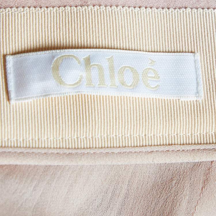Pre Owned Chloe Pink Silk Chiffon Pleated Midi Skirt S