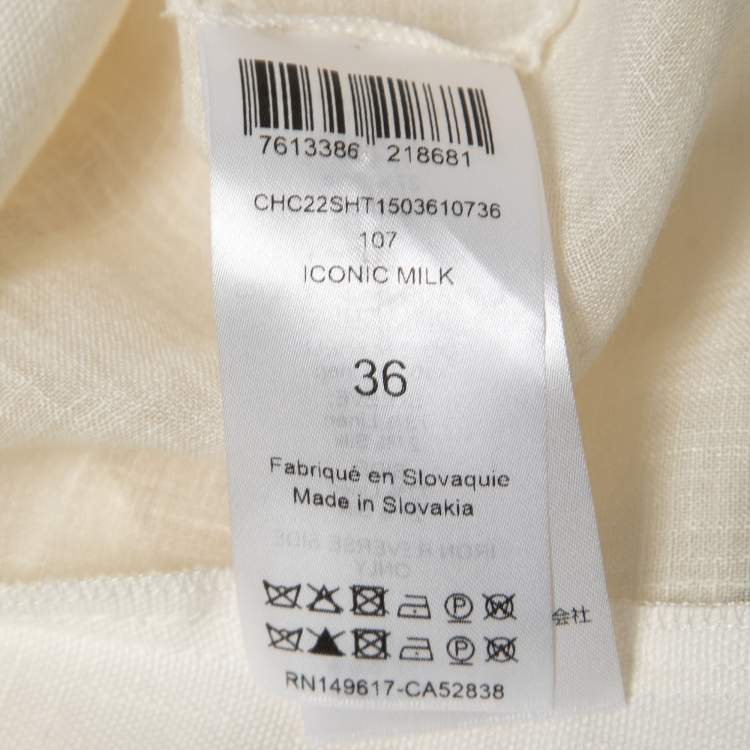Pre Owned Chloe White Linen Blend Broderie Anglaise Detail Flouncy Scalloped Blouse S