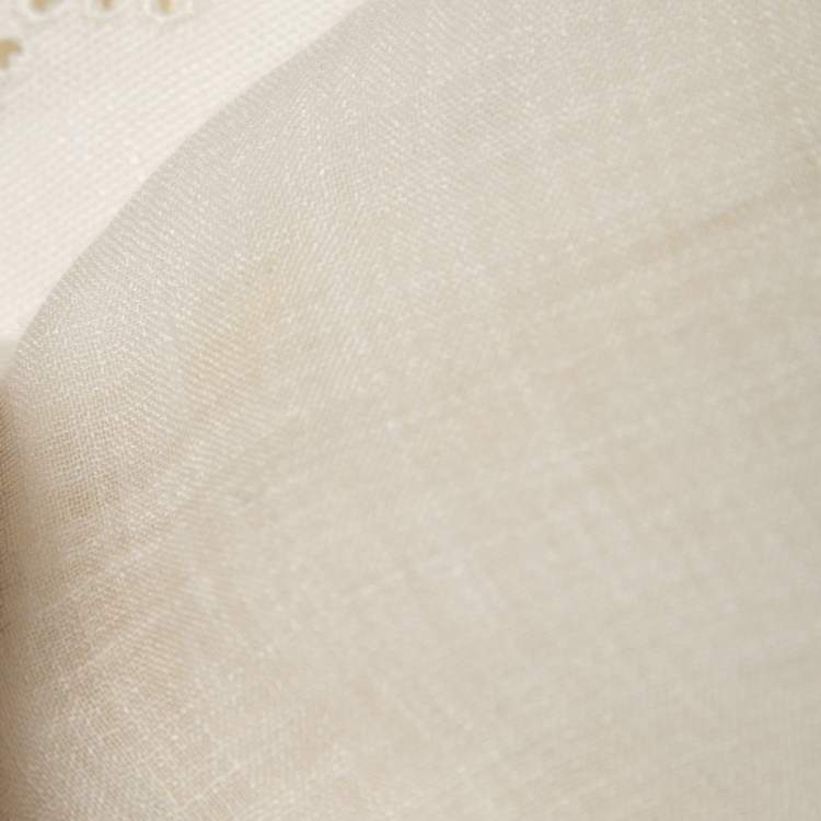 Pre Owned Chloe White Linen Blend Broderie Anglaise Detail Flouncy Scalloped Blouse S