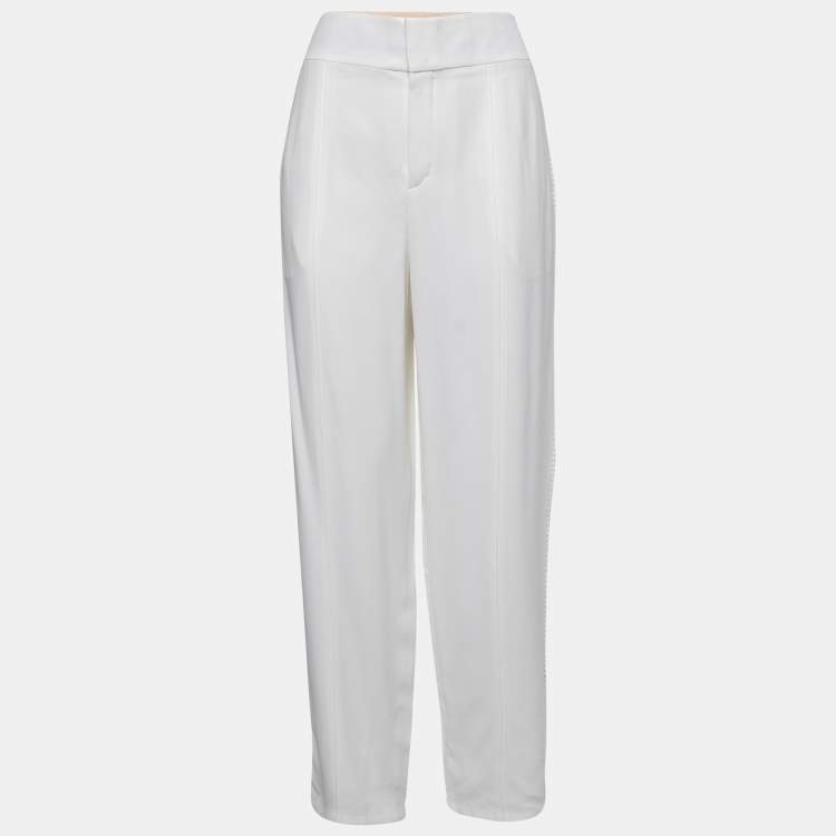 مملوكة مسبقًا Chloe White Crepe Straight Fit Pants L