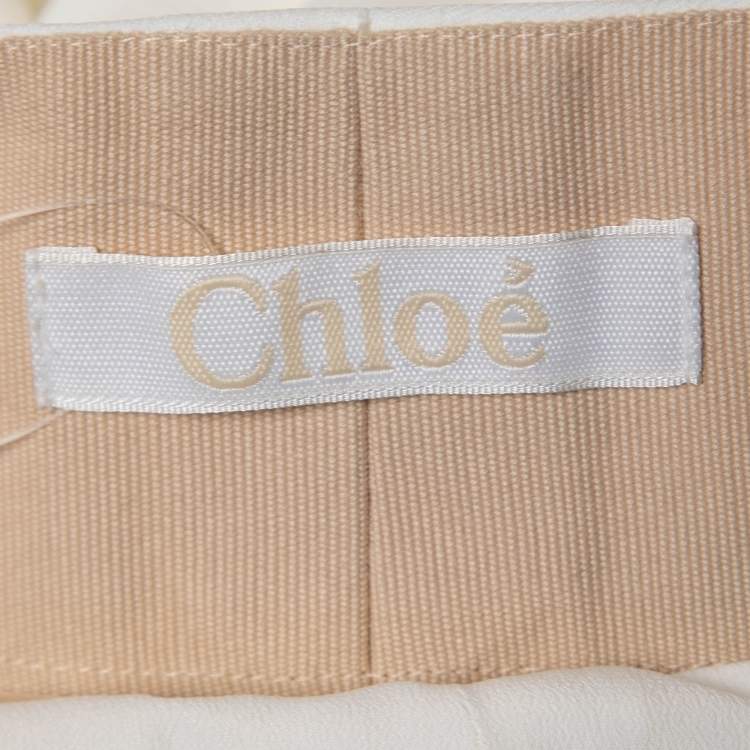 مملوكة مسبقًا Chloe White Crepe Straight Fit Pants L