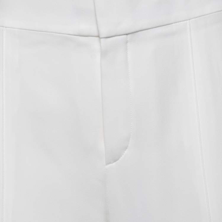 مملوكة مسبقًا Chloe White Crepe Straight Fit Pants L