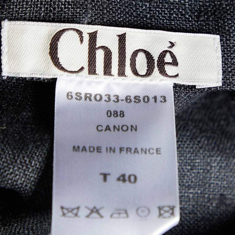 Pre Owned Chloe Dark Grey Sequinned Silk Oversized Mini Dress M