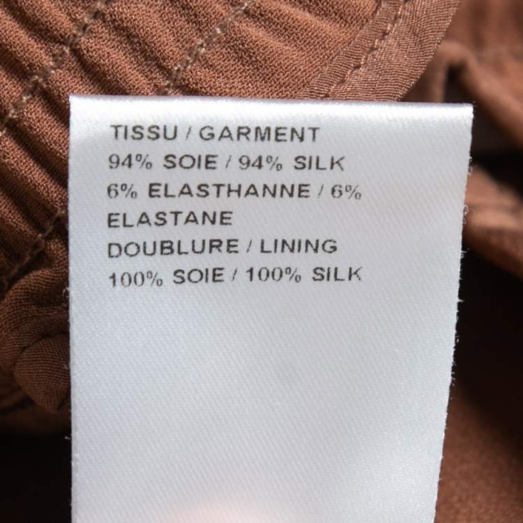 Pre Owned Chloe Brown Silk Elasticized Waist Straight Fit Pants M