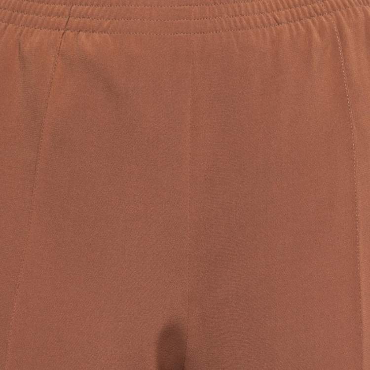 Pre Owned Chloe Brown Silk Elasticized Waist Straight Fit Pants M