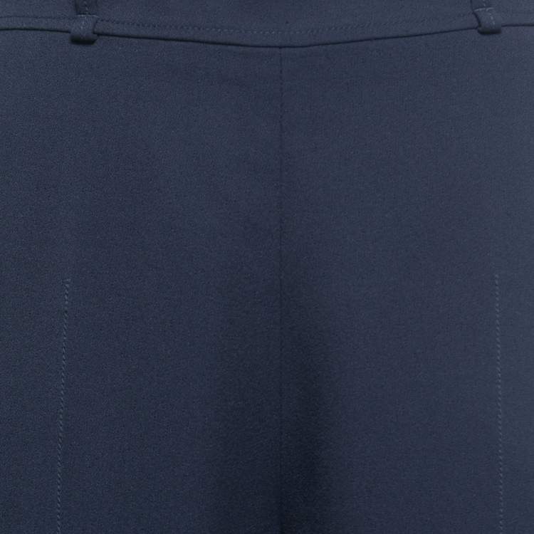 Pre Owned Chloe Navy Blue Crepe Wide Leg High Waist Trousers S