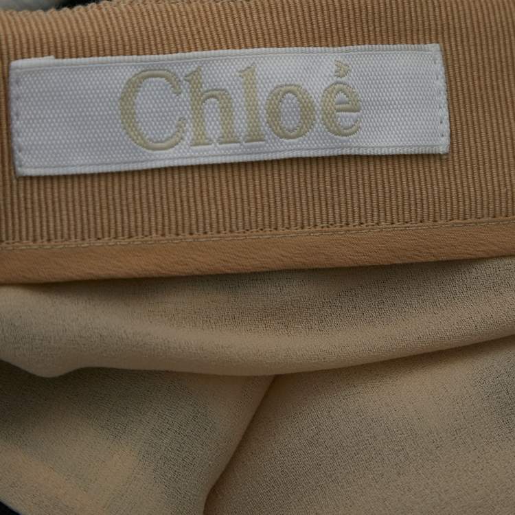 Pre Owned Chloe Black Leaf Printed Cotton & Wool Maxi Skirt M
