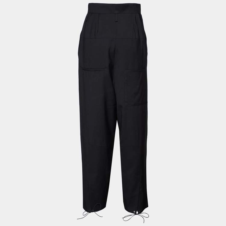 Pre Owned Chloe Black Wool Drawstring Detail Parallel Pants S