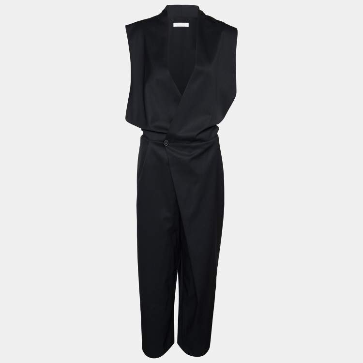 Pre Owned Chloe Black Wool Wrap Style Sleeveless Jumpsuit L