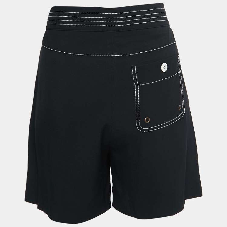 Pre Owned Chloe Black Crepe Side Stripe Detail Shorts M