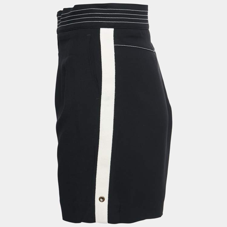 Pre Owned Chloe Black Crepe Side Stripe Detail Shorts M