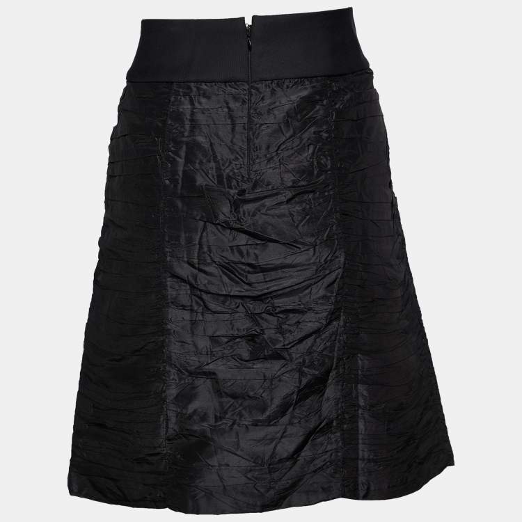 Pre Owned Chloe Black Silk Ruched Mini Skirt M