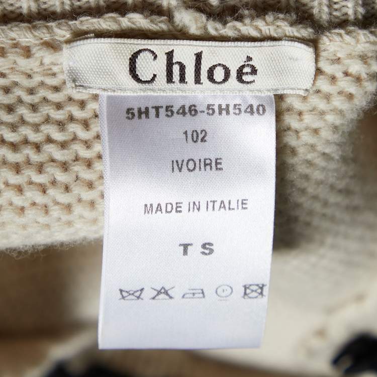مملوكة مسبقًا Chloe Beige Wool Knit Tie Detail Cropped Cardigan S