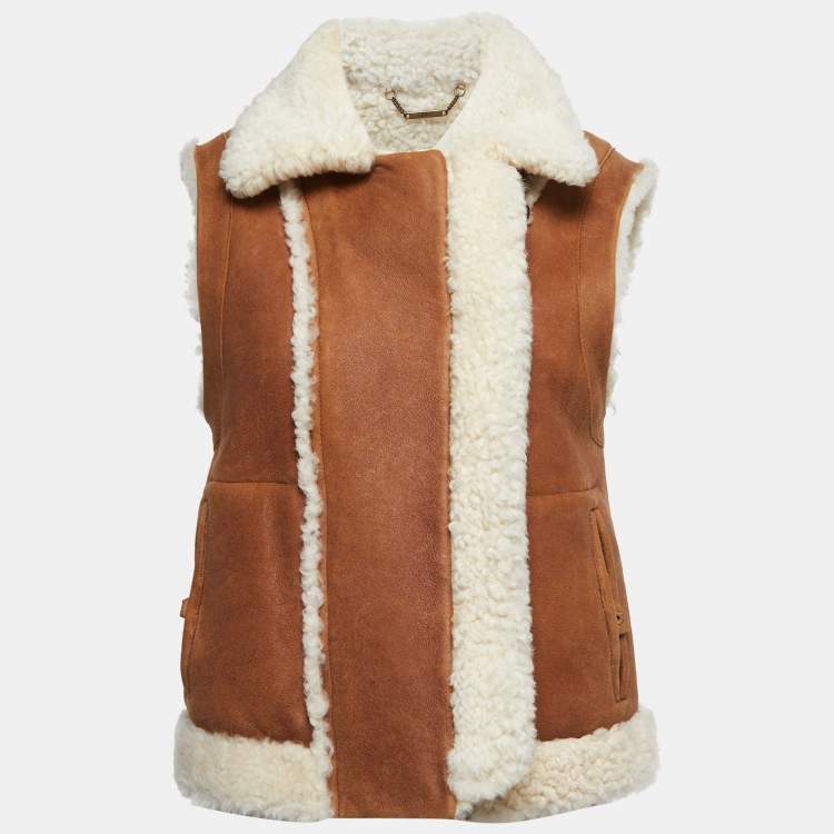 Pre Owned Chloe Brown/Cream Suede Reversible Vest M
