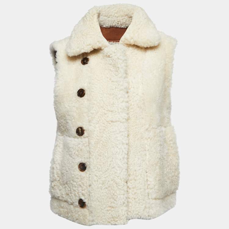 Pre Owned Chloe Brown/Cream Suede Reversible Vest M
