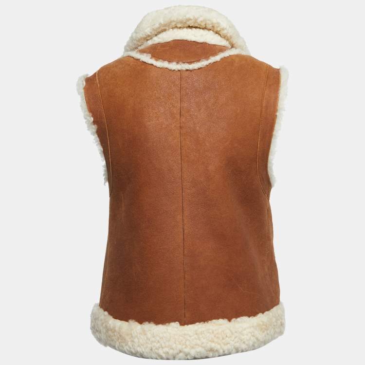 Pre Owned Chloe Brown/Cream Suede Reversible Vest M