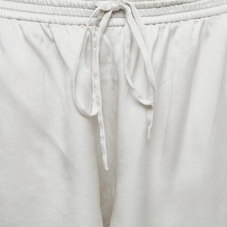 Pre Owned Chloe Off-White Satin Silk Elasticized Waist Shorts M