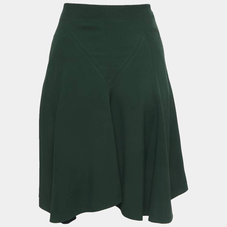 Pre Owned Chloe Dark Green Crepe Flared Knee Length Skirt S
