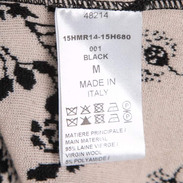 Pre Owned Chloe Black/Beige Jacquard Knit Sweater Dress M