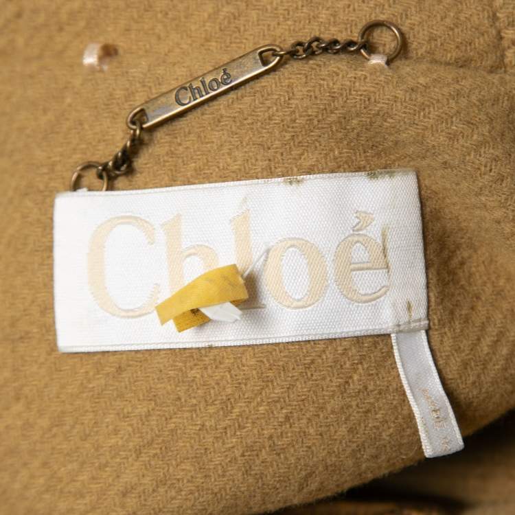 Pre Owned Chloe Khaki Brown Wool Hooded Cape M