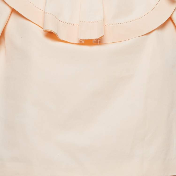Pre Owned Chloe Pink Cotton Ruffle Overlay Detail Mini Dress M