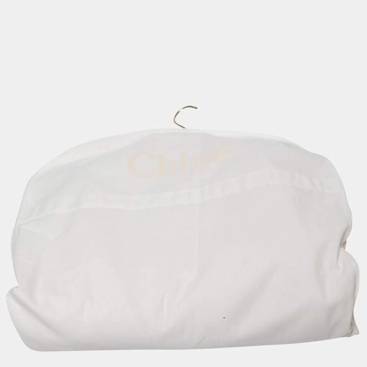 Pre Owned Chloe Cream Wool Crepe Mandarin Collared Double Breasted Cape M