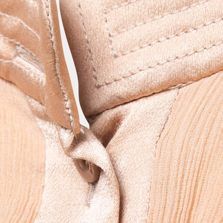 Pre Owned Chloe Beige Silk Chiffon Ruffled Shirt S