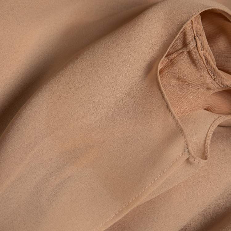 Pre Owned Chloe Beige Silk Chiffon Ruffled Shirt S