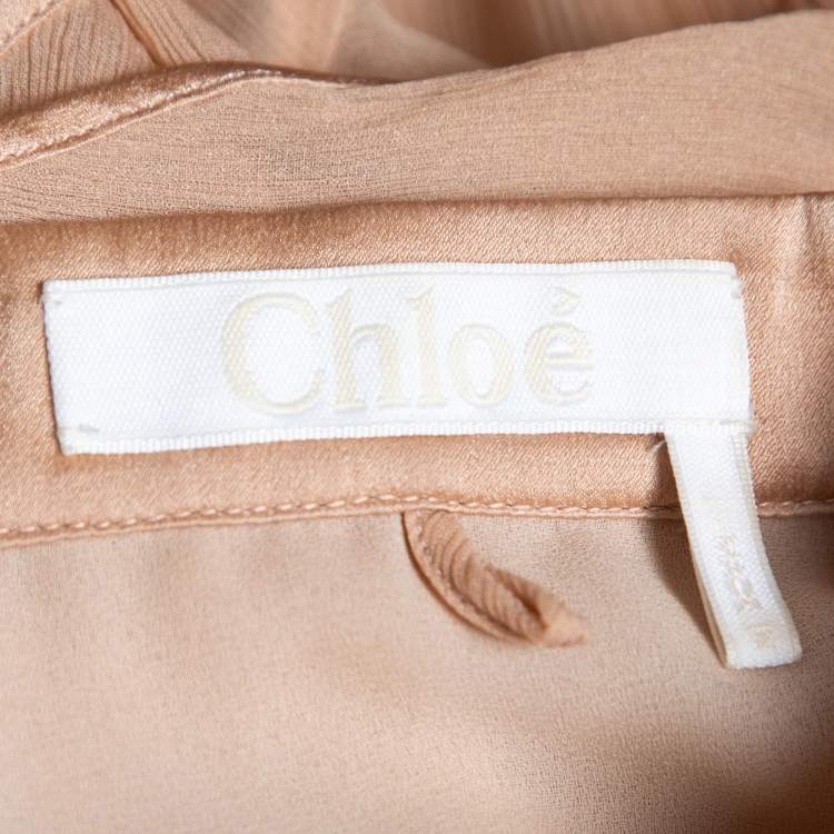 Pre Owned Chloe Beige Silk Chiffon Ruffled Shirt S
