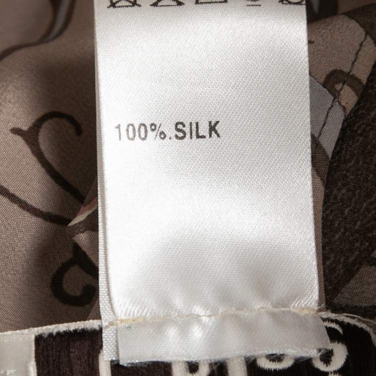 Pre Owned Chloé  Light Brown All-Over Print Silk Wrap On Blouse M