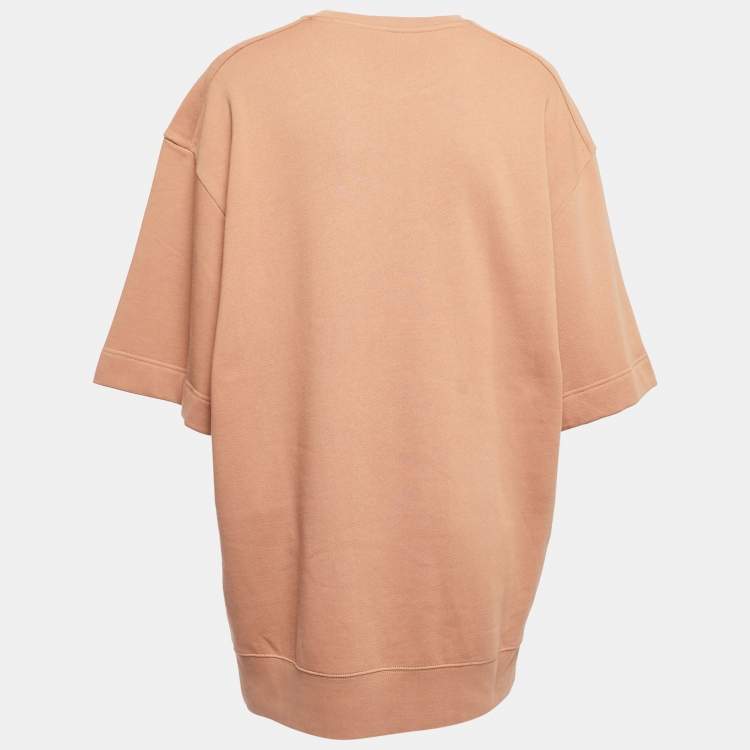 Pre Owned Chloe Orange Logo Print Cotton Crew Neck Half Sleeve Sweatshirt M