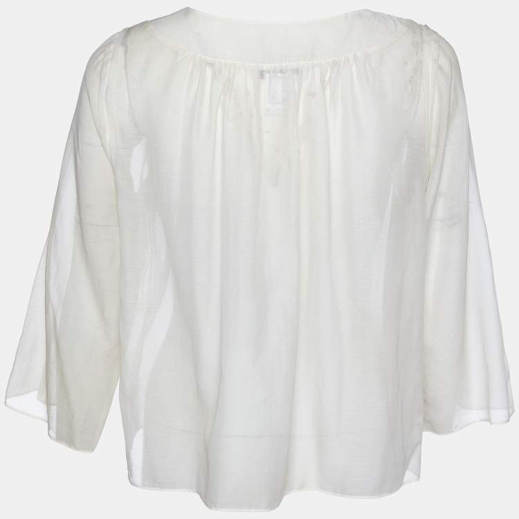 Pre Owned Chloe Beige Cotton & Silk Oversized Top M