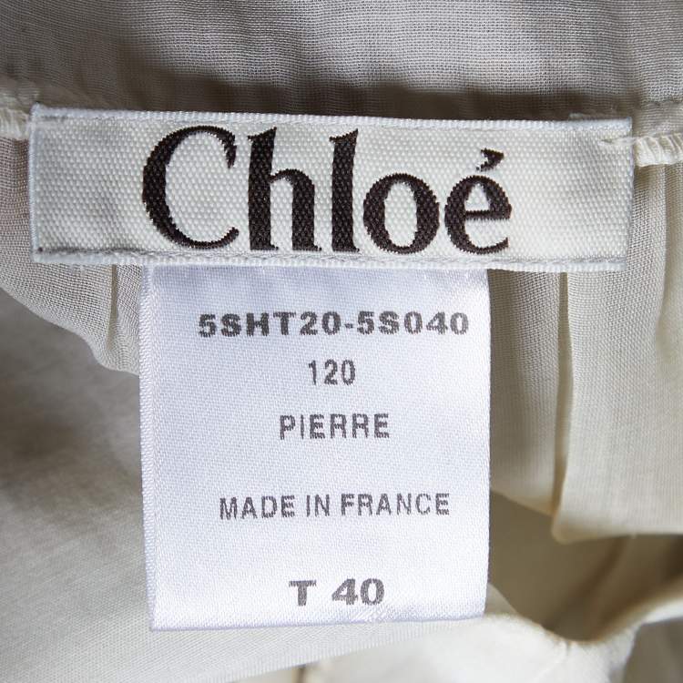 Pre Owned Chloe Beige Cotton & Silk Oversized Top M