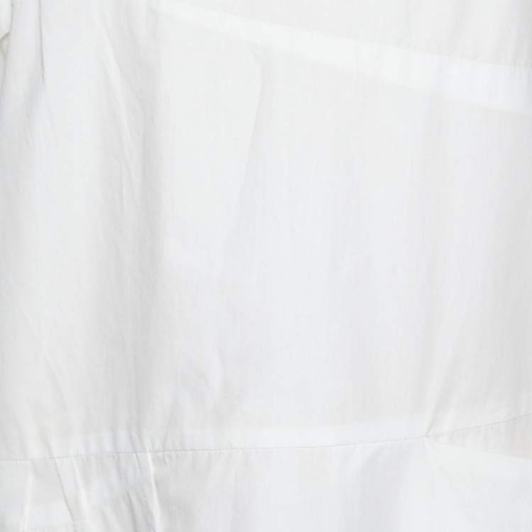 Pre Owned Chloe White Cotton Paneled Mini Dress L