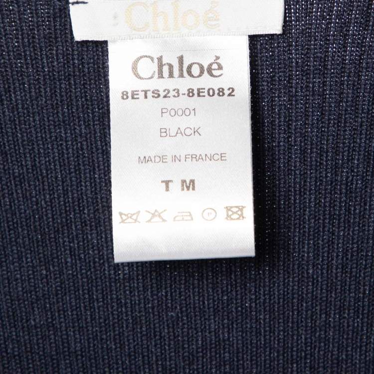 Pre Owned Chloe Navy Blue Knit & Black Skirt Detail Maxi Dress M