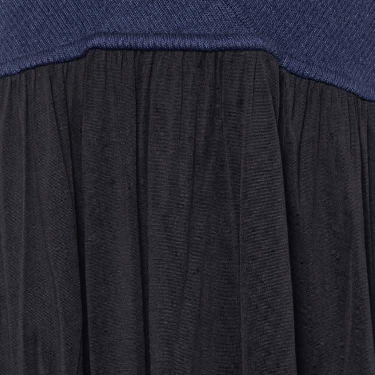 Pre Owned Chloe Navy Blue Knit & Black Skirt Detail Maxi Dress M