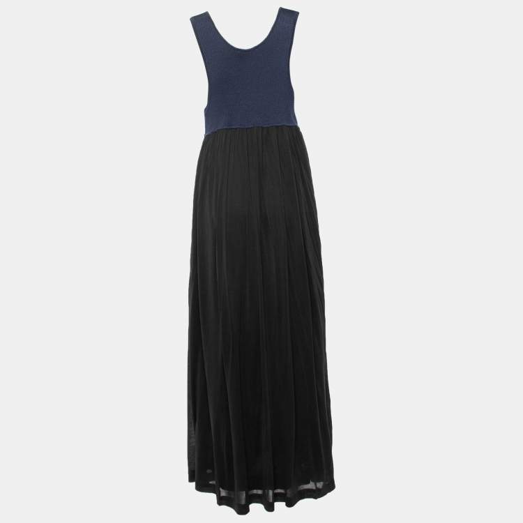 Pre Owned Chloe Navy Blue Knit & Black Skirt Detail Maxi Dress M