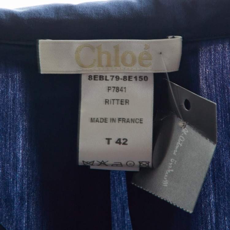 Pre Owned Chloe Navy Blue Cotton Button Front Shirt Tunic L