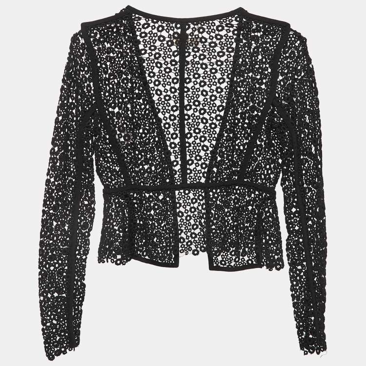 Pre Owned Chloe Black Lace Open Front Cropped Shrug S
