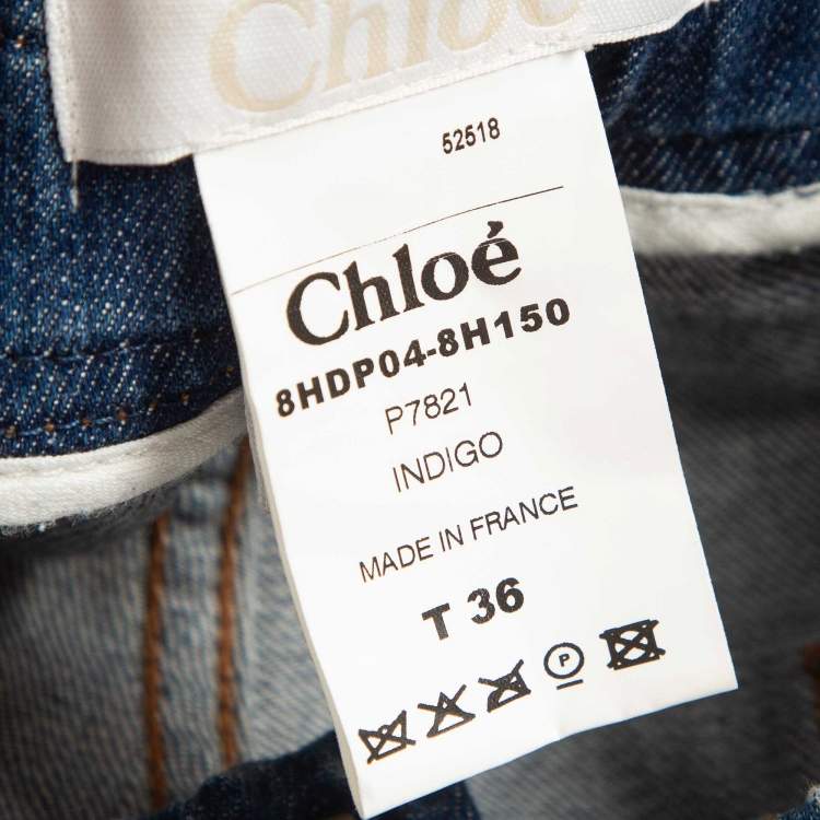 Pre Owned Chloe Blue Denim Elastic Waist Jeans S Waist 28"